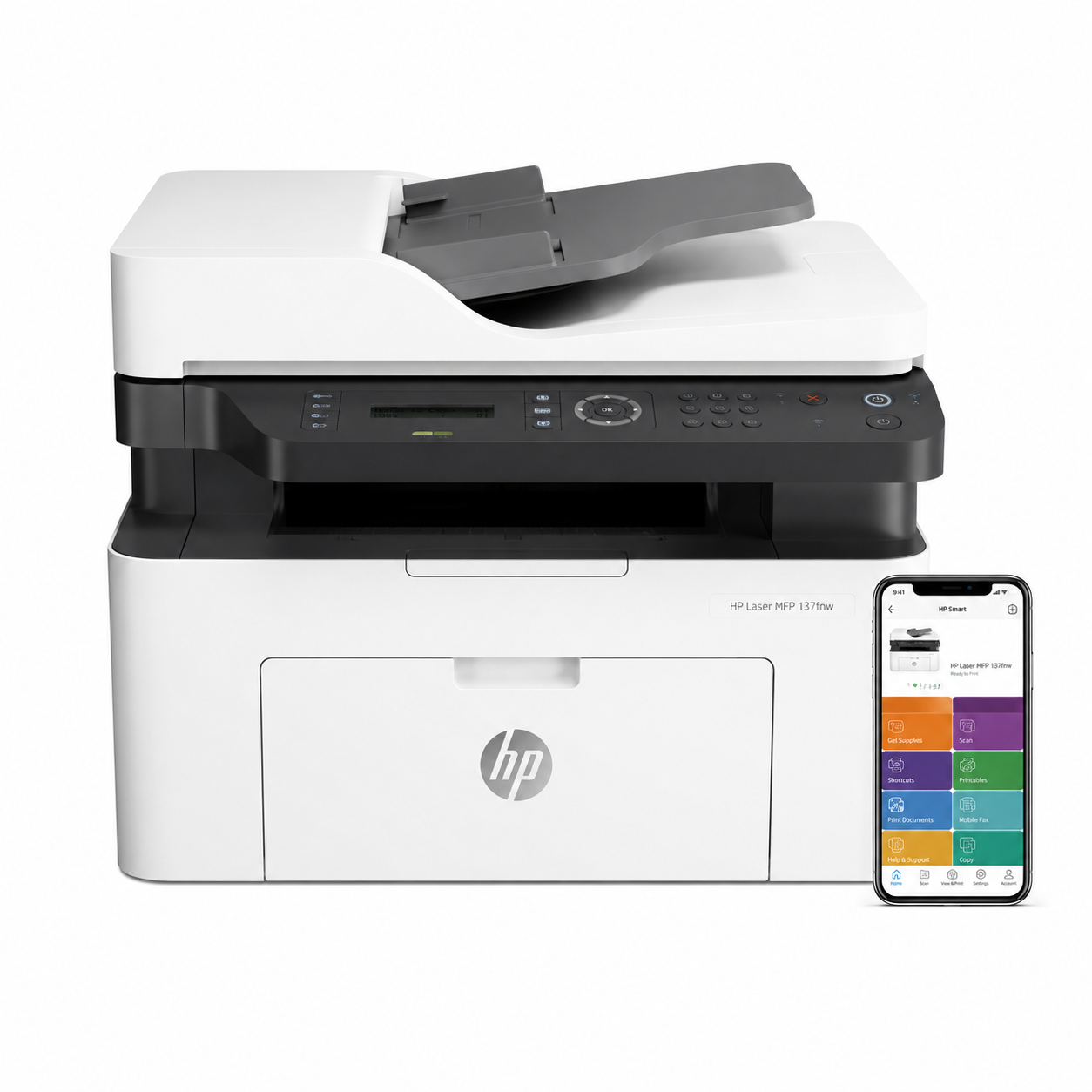HP Laser MFP 137fnw Wireless Monochrome Multifunction Laser Printer with Print Copy Scan Fax Functions
