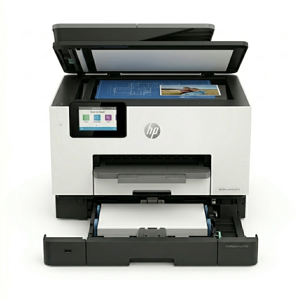 HP OfficeJet Pro 9730 Wide Format Wireless All-in-One Printer with A3 Printing, Color Touchscreen, Wi-Fi, Ethernet, and Mobile Printing Support