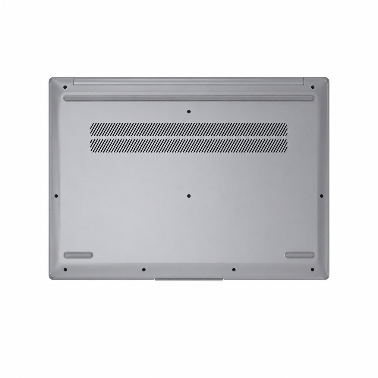 Lenovo IdeaPad Slim 3 15IRH8 laptop bottom view showing the ventilation grille, rubber feet and base panel