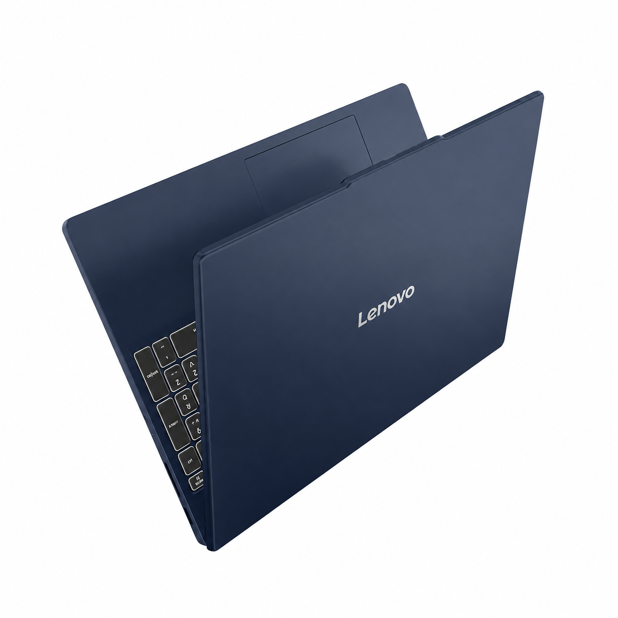Lenovo IdeaPad Slim 3 15IRH10 Cosmic Blue laptop rear angled view showing premium blue chassis and slim profile.