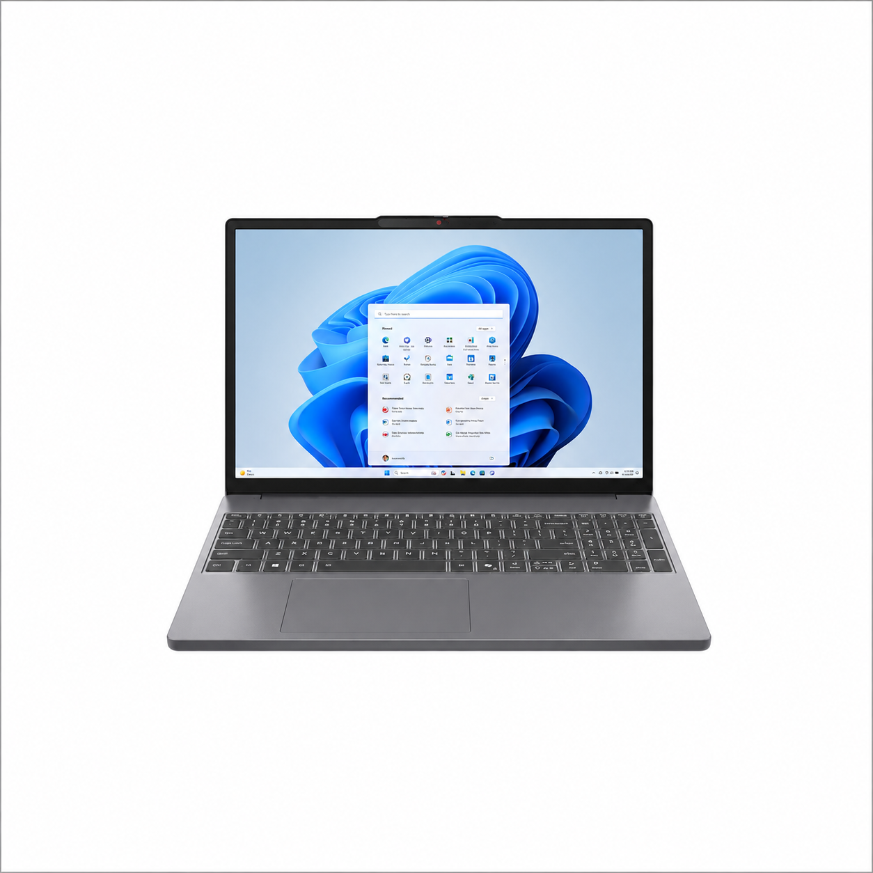 Lenovo IdeaPad Slim 3 15IPH11 Luna Grey laptop front view showing 15.3-inch WUXGA display and full keyboard.