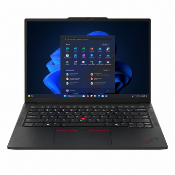 Lenovo ThinkPad E14 Gen 7 black business laptop front view with Windows 11 display