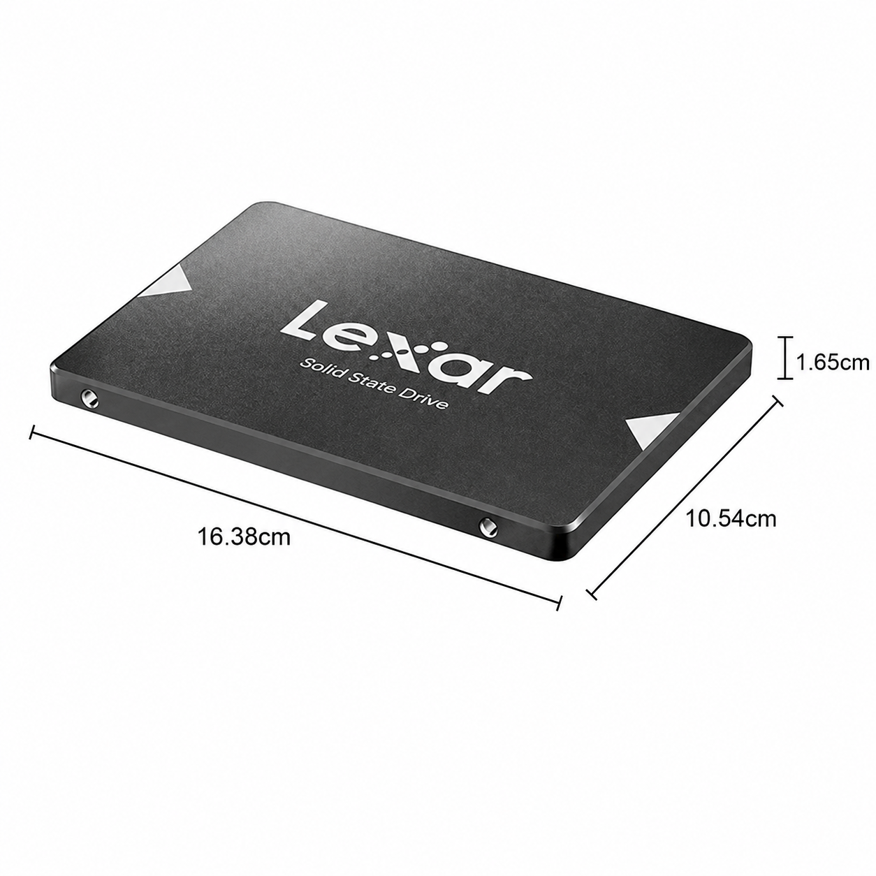 Lexar NS100 512GB 2.5-inch SATA III internal SSD front view Size.
