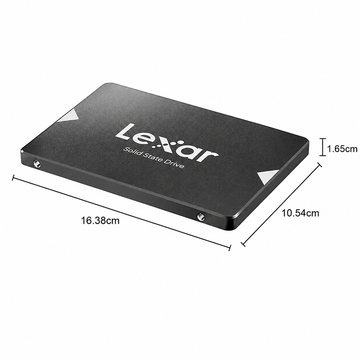 Lexar NS100 512GB 2.5-inch SATA III internal SSD front view Size.
