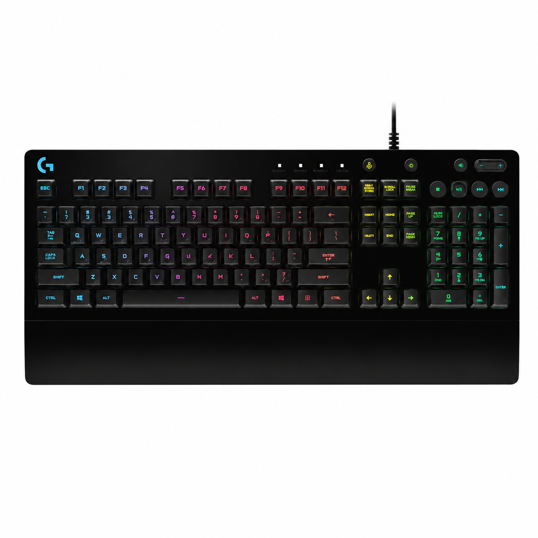 Logitech G213 Prodigy black RGB wired gaming keyboard top view