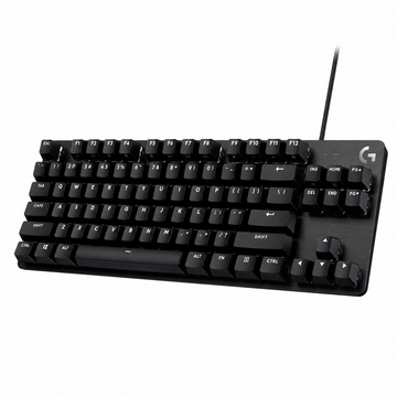 Logitech G413 TKL SE Black TKL Mechanical Gaming Keyboard angled view with tactile keys and USB cable.