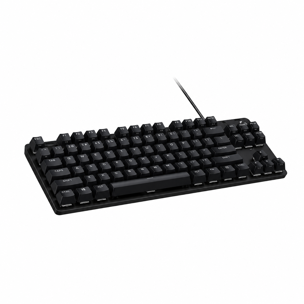 Logitech G413 TKL SE Wired Gaming Keyboard Black side angled view showing compact tenkeyless mechanical design.