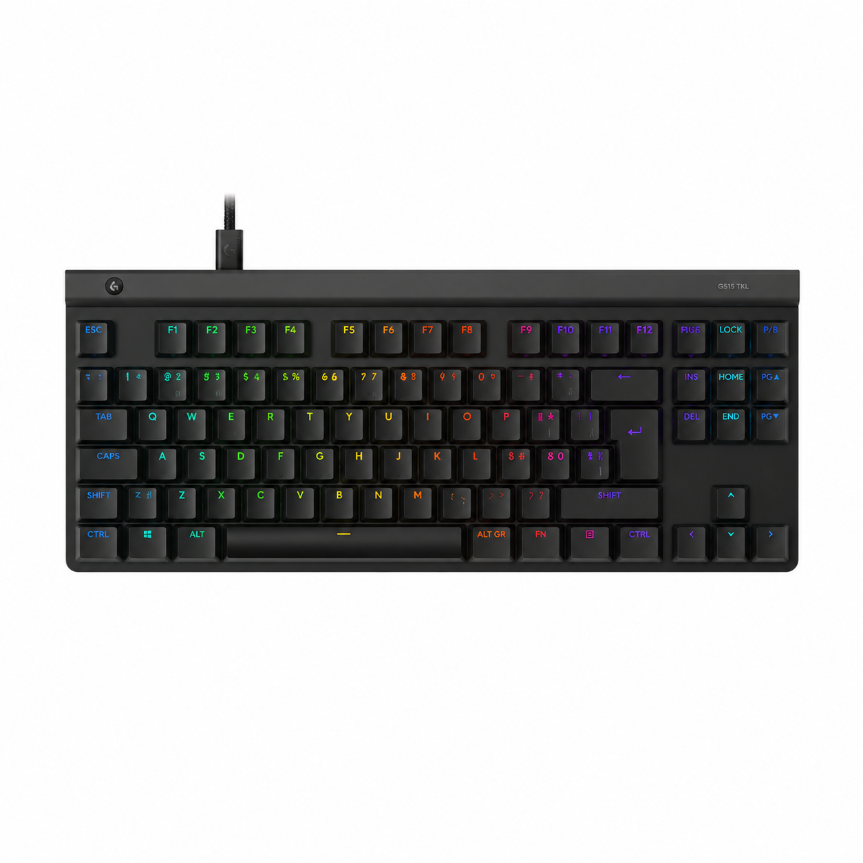 Logitech G515 TKL black wired low-profile gaming keyboard top view