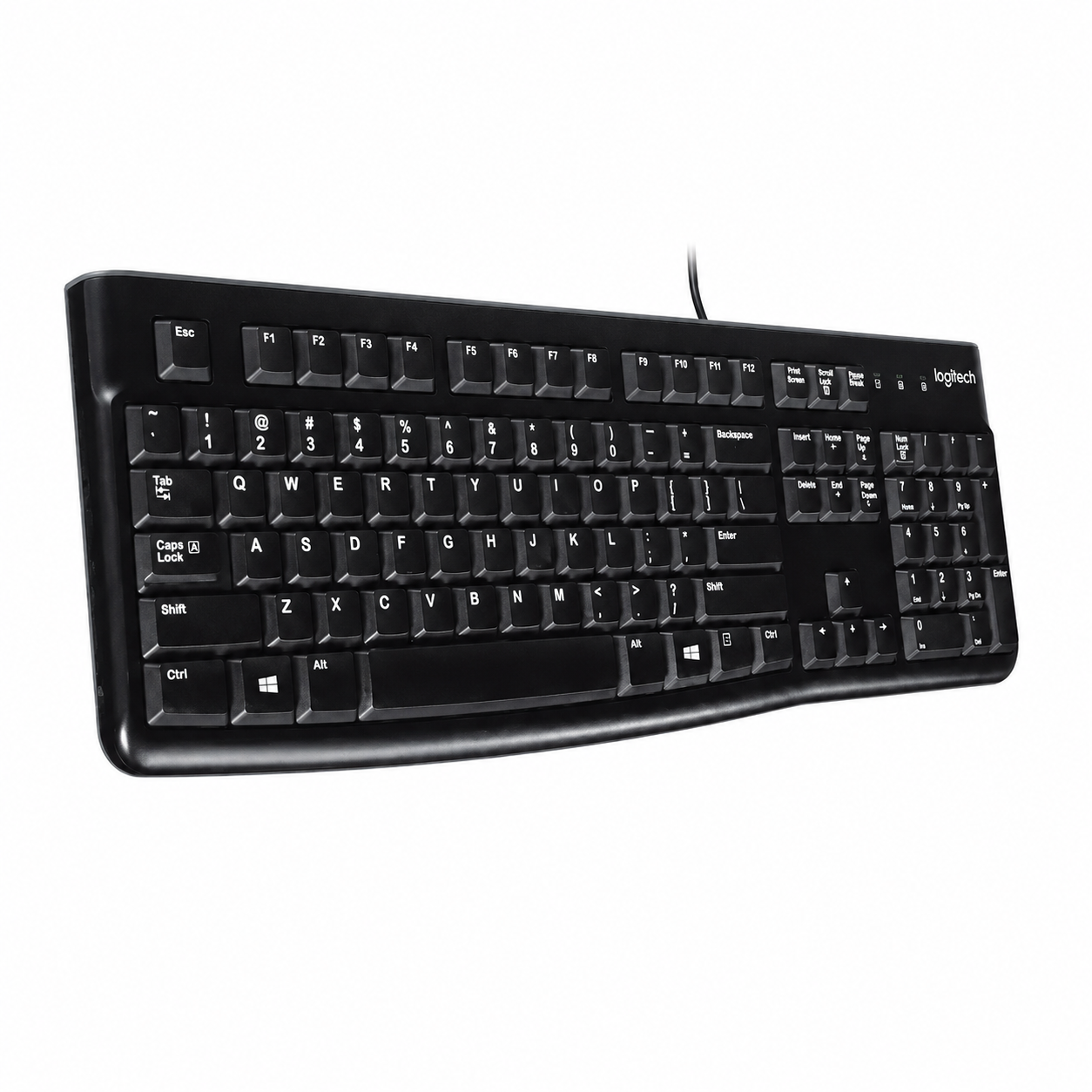 Logitech K120 Arabic wired USB keyboard angled side view
