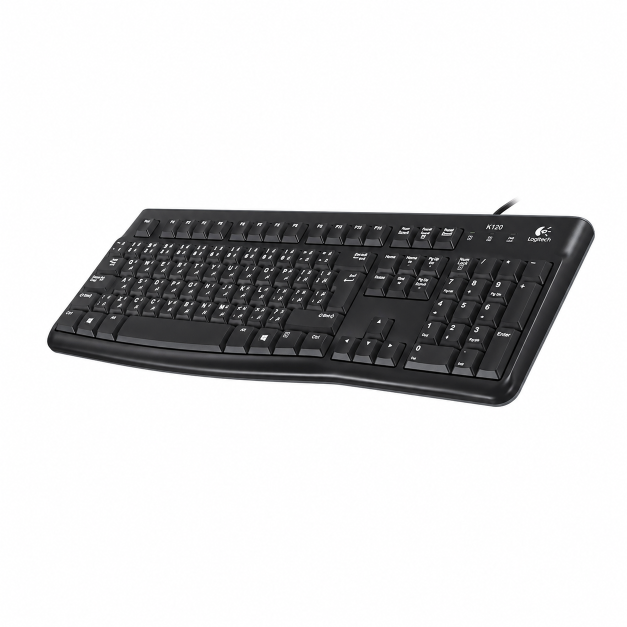 Logitech K120 Arabic wired USB keyboard another angled side view
