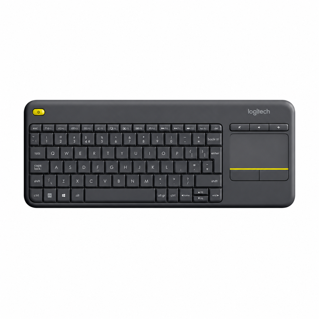 Logitech K400 Plus black wireless touch keyboard top view