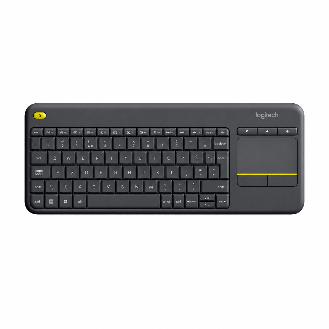 Logitech K400 Plus black wireless touch keyboard top view