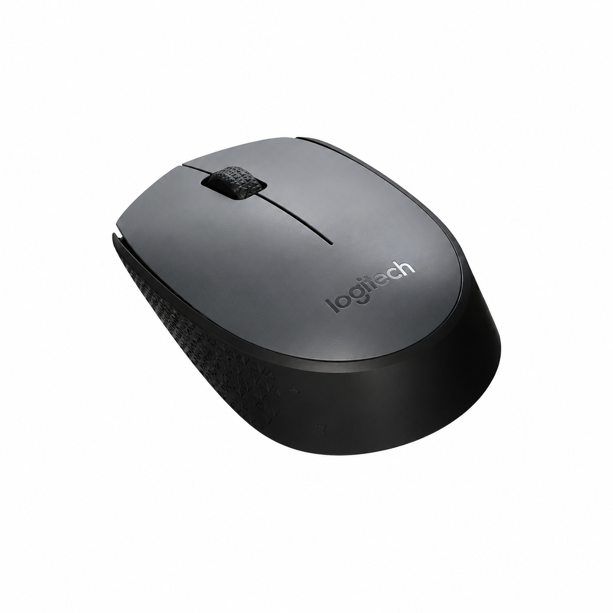 Right-side view of Logitech M170 Grey wireless mouse showing its compact curved profile and optical mouse design.