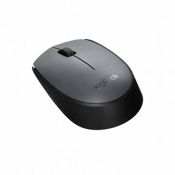 Right-side view of Logitech M170 Grey wireless mouse showing its compact curved profile and optical mouse design.