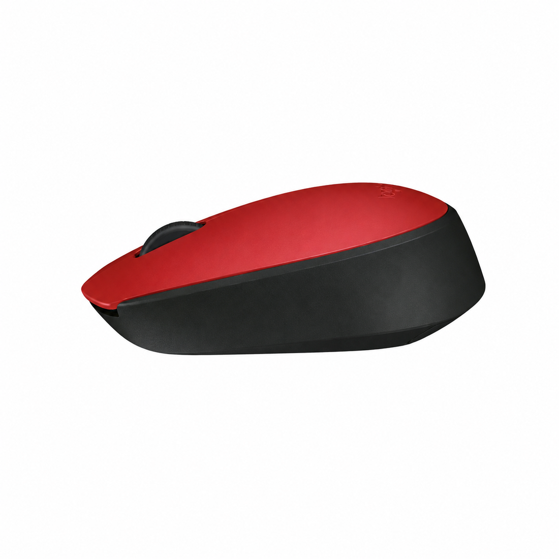 Logitech M171 red wireless optical mouse front view