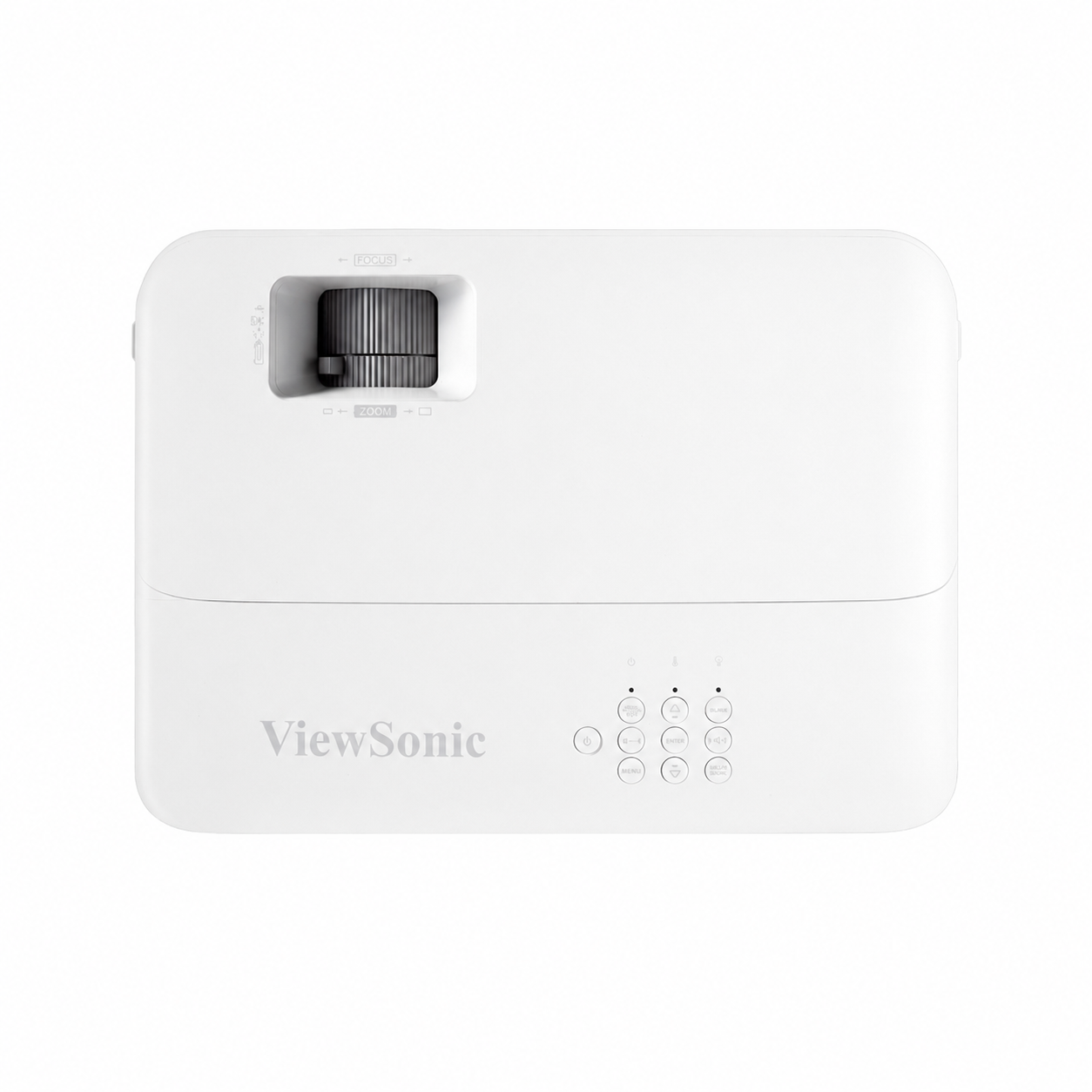 ViewSonic PG701WU Projector top view showing control panel and compact chassis design.