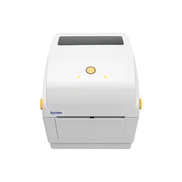 Xprinter XP-428B 4-inch direct thermal barcode label printer top view showing the label printer cover and compact desktop design.