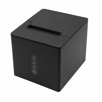 Xprinter XP-Q808K 80mm Thermal Receipt Printer angled front view showing compact black POS design and top paper output slot.