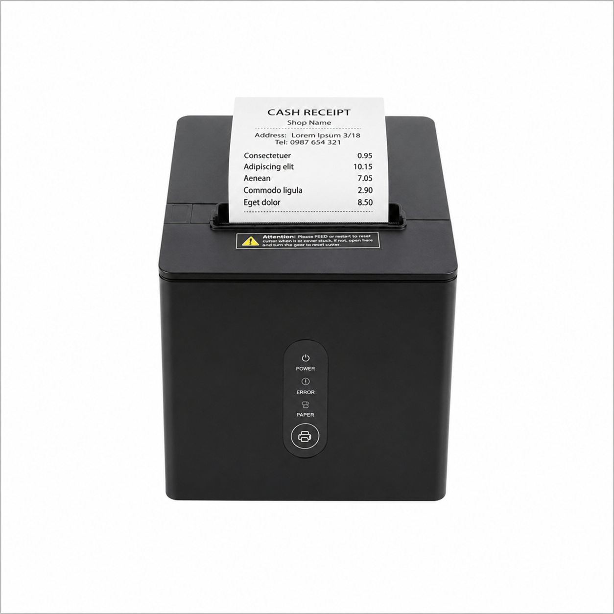 Xprinter XP-Q808K 80mm Thermal Receipt Printer front view printing a receipt.