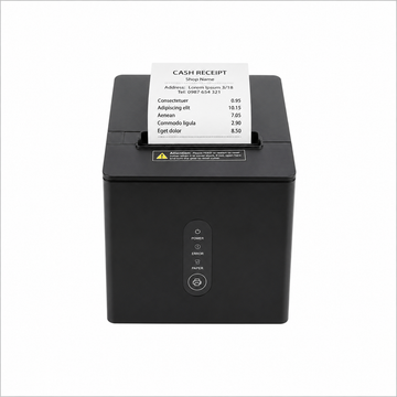 Xprinter XP-Q808K 80mm Thermal Receipt Printer front view printing a receipt.