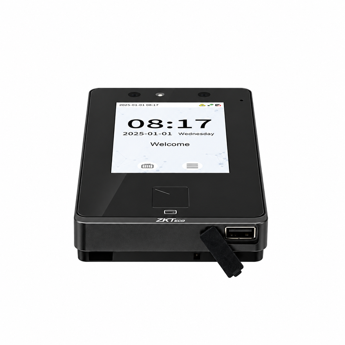 ZKTeco SenseFace 4 biometric facial recognition time attendance and access control terminal front view with touchscreen display.