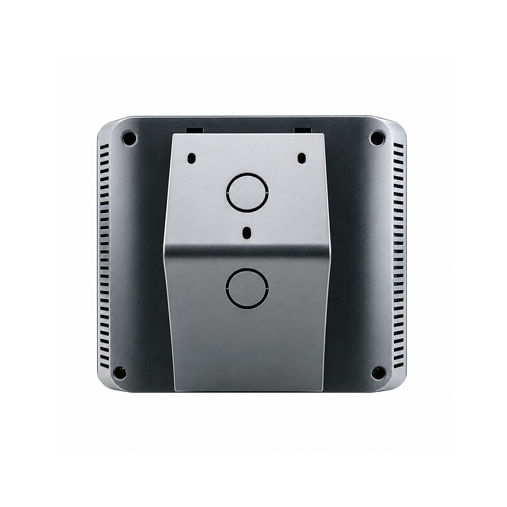 1. ZKTeco MB5000 biometric attendance terminal, rear view showing gray mounting bracket and side ventilation slots.