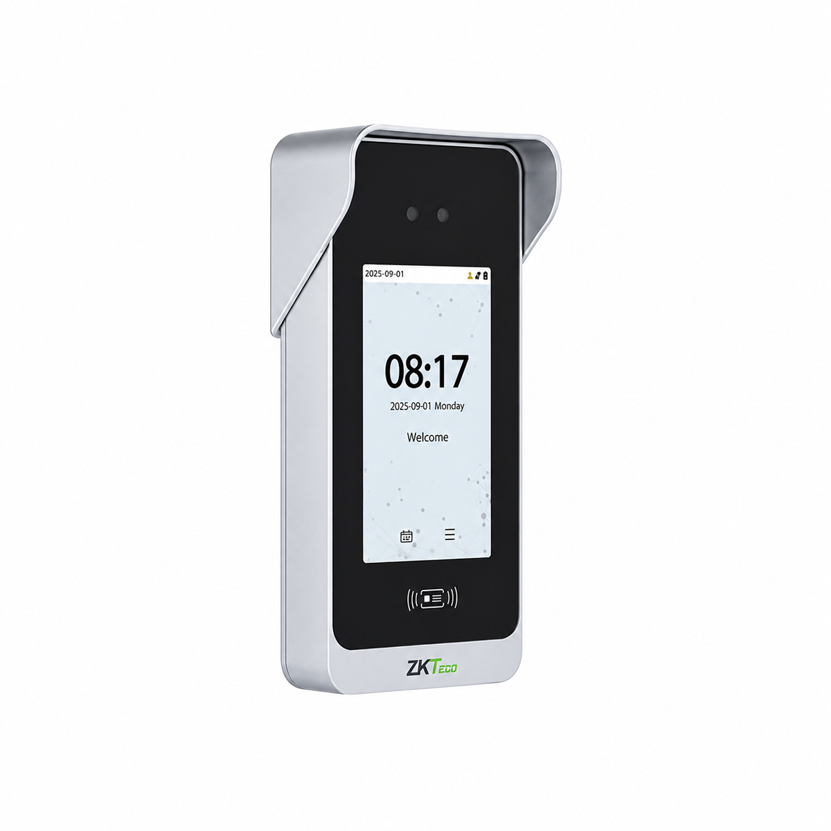 ZKTeco SpeedFace M4 facial recognition time attendance and access control terminal angled front view.