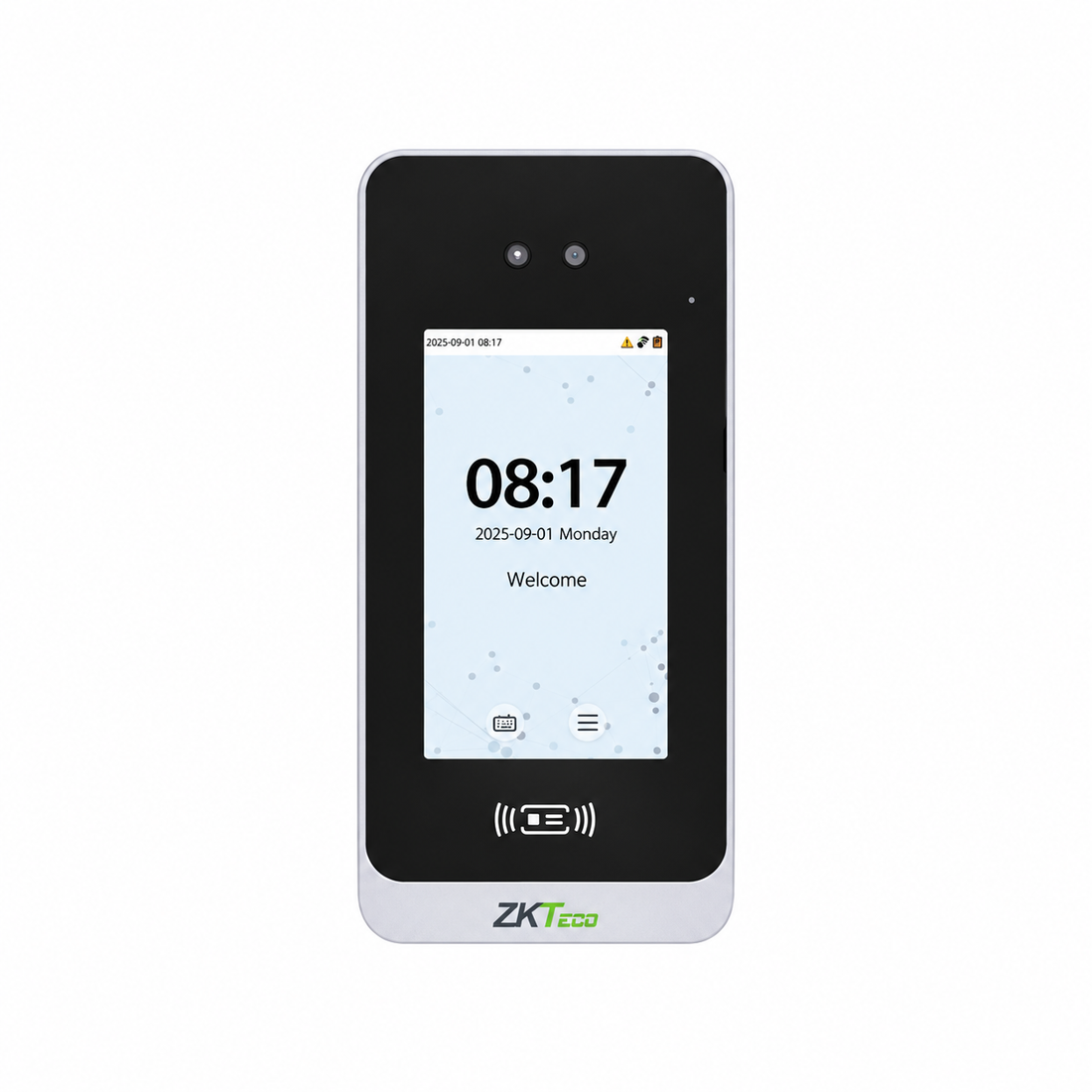 ZKTeco SpeedFace M4 facial recognition time attendance and access control terminal angled front view.
