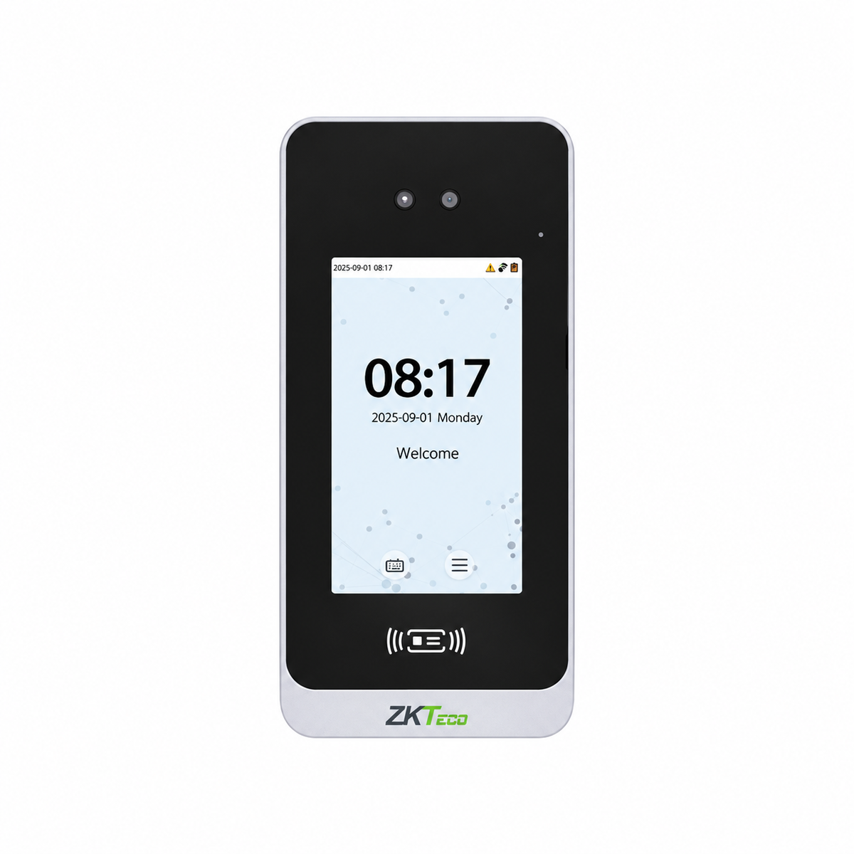 ZKTeco SpeedFace M4 biometric facial recognition attendance and access control terminal front view with touchscreen display.