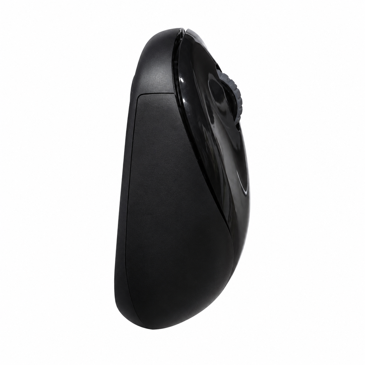 iTUBiA iTV10 black wireless mouse side view showing its slim curved design