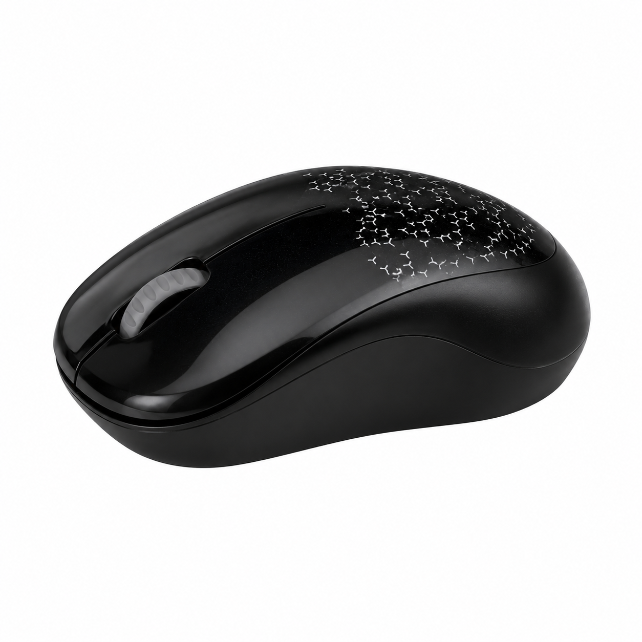 iTUBiA iTV10 black wireless mouse side angle view showing curved ergonomic shape