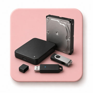 Hard drives and USB flash drives.
